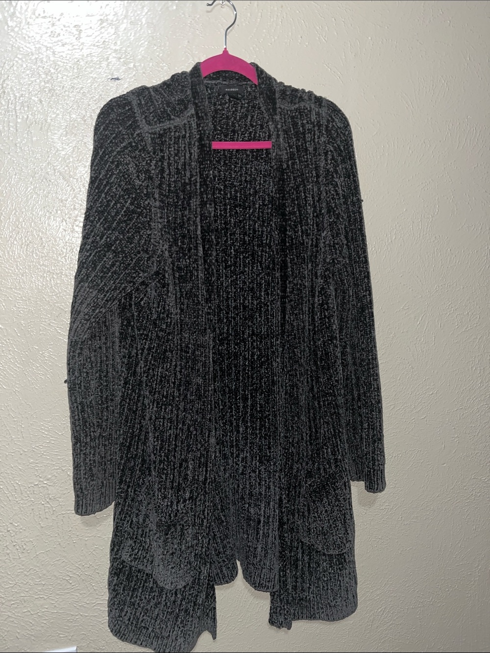 Halogen Open-Front Ribbed Cardigan - Charcoal Gray